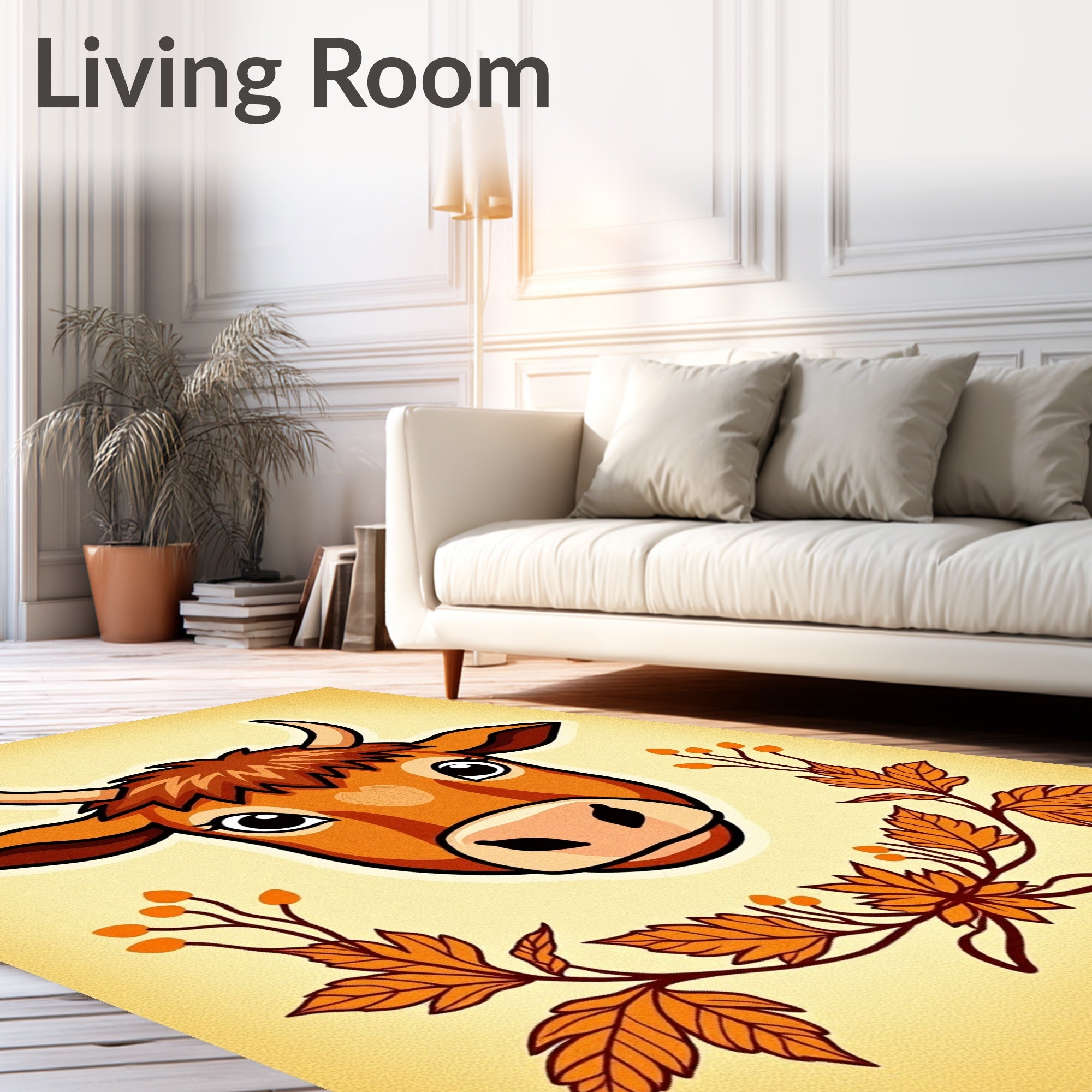 Autumnal Bull With Leafy Wreath Rug