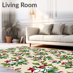 Christmas Bells Red Green Cream Rug