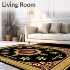 Regal Gold Crown Black Burgundy Rug