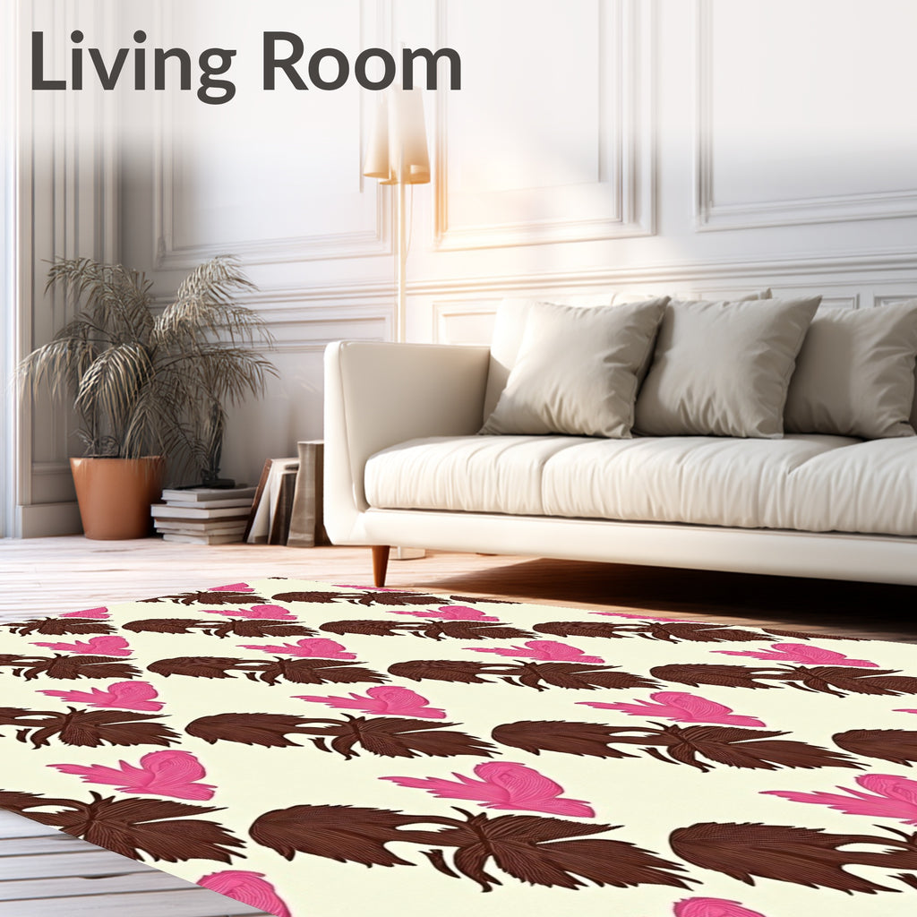 Brown Pink Leaf Botanical Repeat Rug