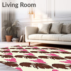 Brown Pink Leaf Botanical Repeat Rug