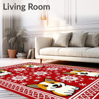 Red Corgi Snowflake Holiday Rug