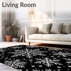 White Snowflake Winter Snowscape Rug