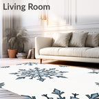 Winter Blue Snowflake Corner Art Rug