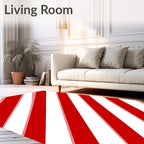 Bold Red White Striped Diagonal Rug