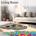Vibrant Colorful Skull Day Decorations Rug