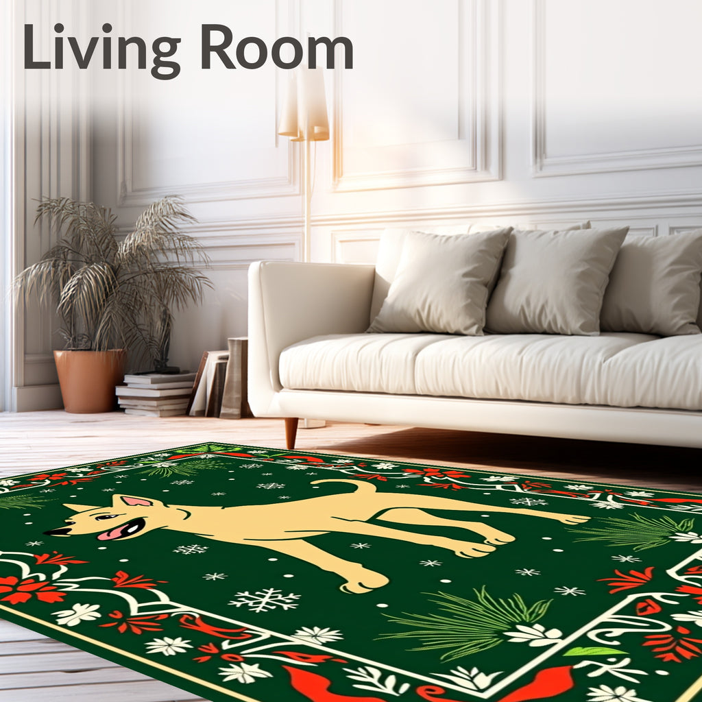 Joyful Golden Dog Festive Border Rug