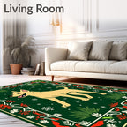 Joyful Golden Dog Festive Border Rug