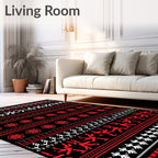 Bold Red and White Ethnic Stripe Rug