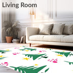 Green Christmas Tree Yellow Starburst Spots Rug