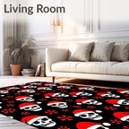 Festive Black Santa Skull Snowflakes Rug