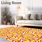 Golden Yellow Red Flowing Swirls Rug