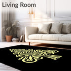 Pale Yellow Tribal Tree Swirls Rug