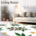 Golden Stars and Red Berry Foliage Rug