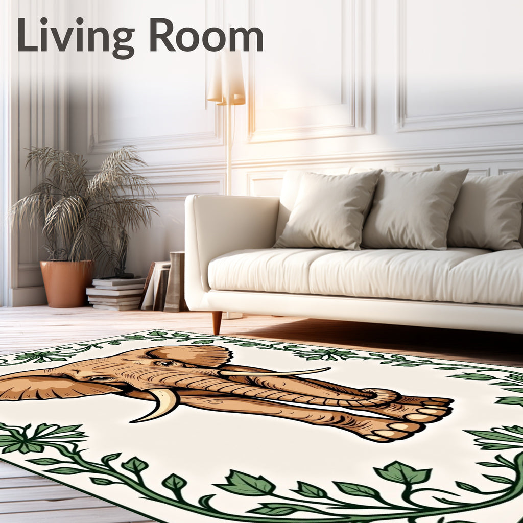 Brown Elephant Floral Vine Regal Rug
