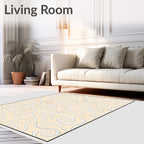 Cream Swirls Contemporary Abstract Rug