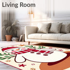 Whimsical Snowman Red Green Accent Rug