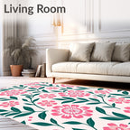Pink Floral Branch Garden Rug
