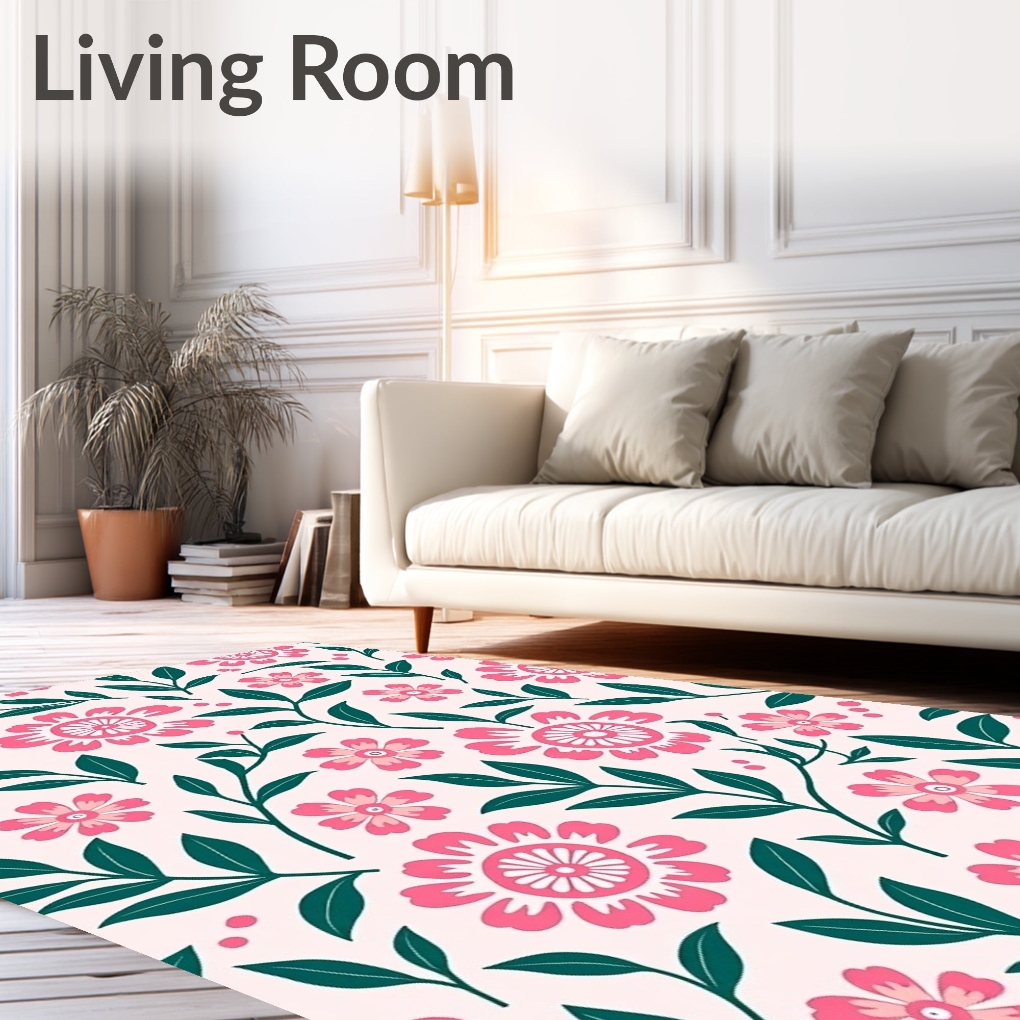 Pink Floral Branch Garden Rug