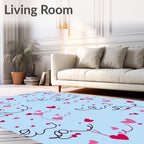 Playful Pink Red Scattered Hearts Rug