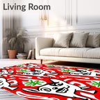Red White Black Dog Christmas Trees Rug