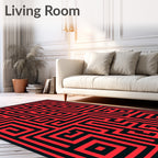 Bold Red Maze Rectangular Rug