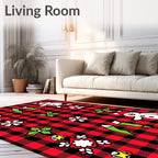 Red Black Buffalo Check Christmas Characters Rug