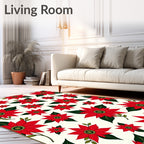 Bold Red Poinsettia Foliage Scatter Rug