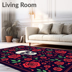 Dark Floral Skull Medallion Rug