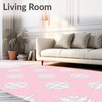 Delicate White Starburst Medallion Pink Rug