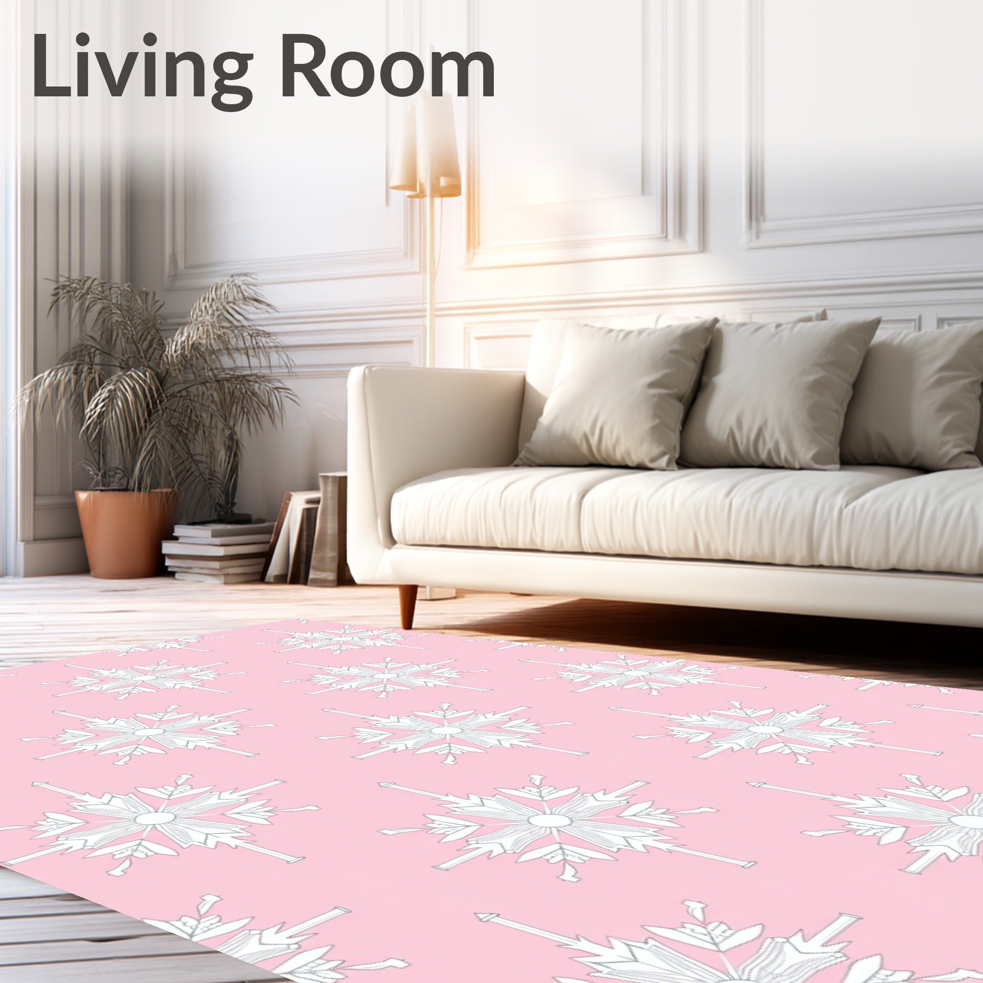 Delicate White Starburst Medallion Pink Rug