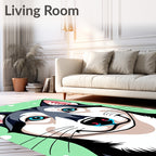 Bright Blue Eyed Husky Portrait Rug