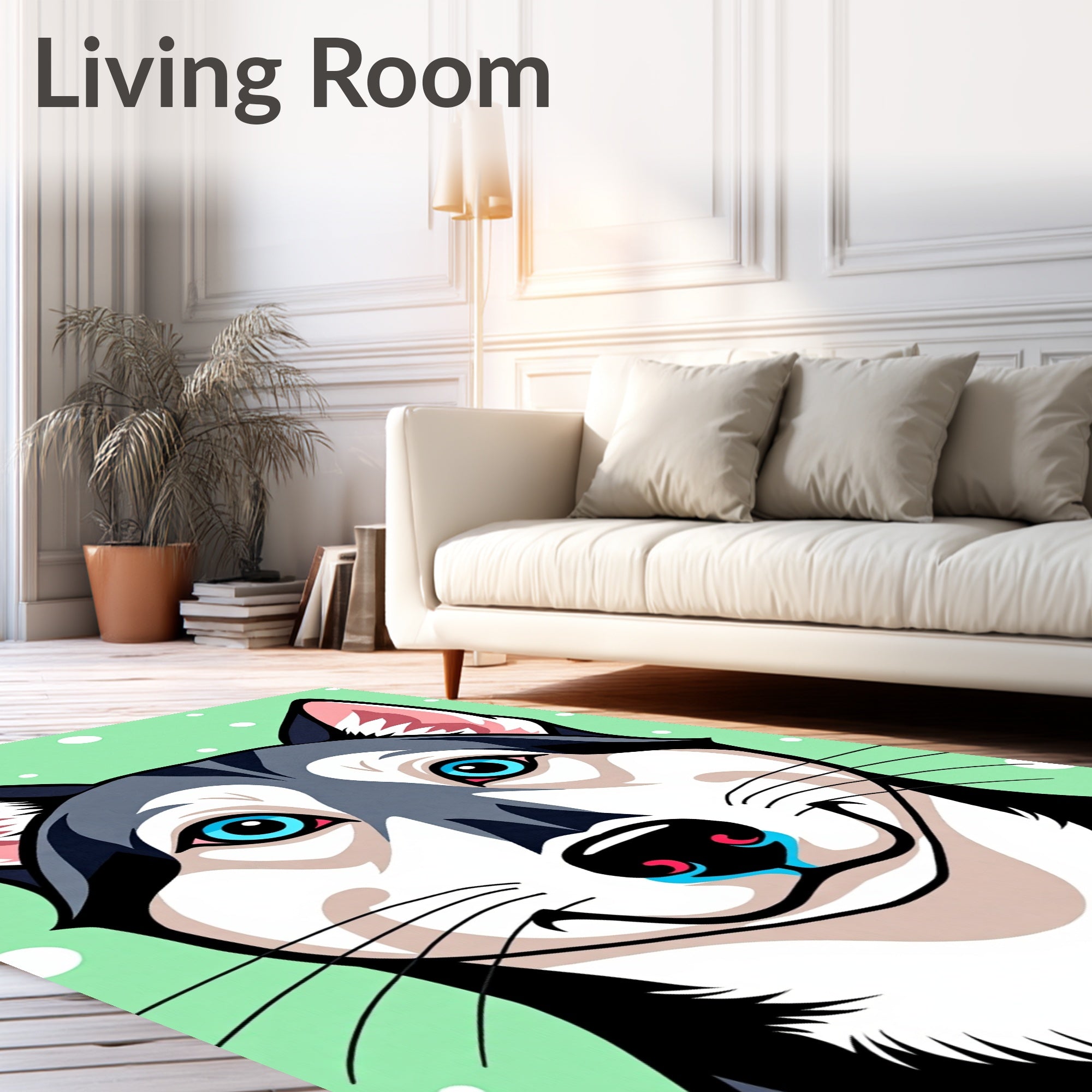 Bright Blue Eyed Husky Portrait Rug