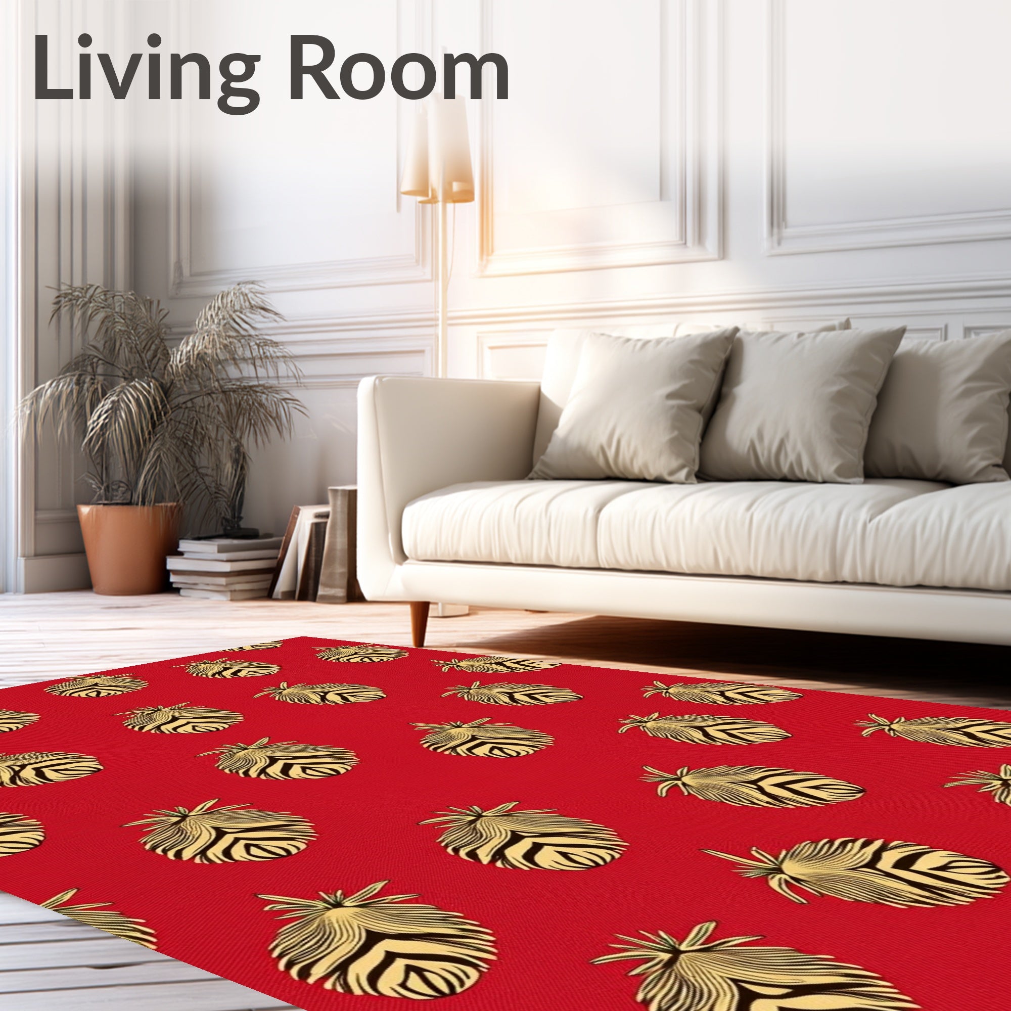 Crimson And Gold Feathered Fruit Rug