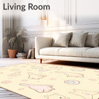 Kawaii Pastel Creatures Scattered Floral Rug