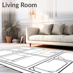 Monochromatic Geometric Grid Patchwork Rug