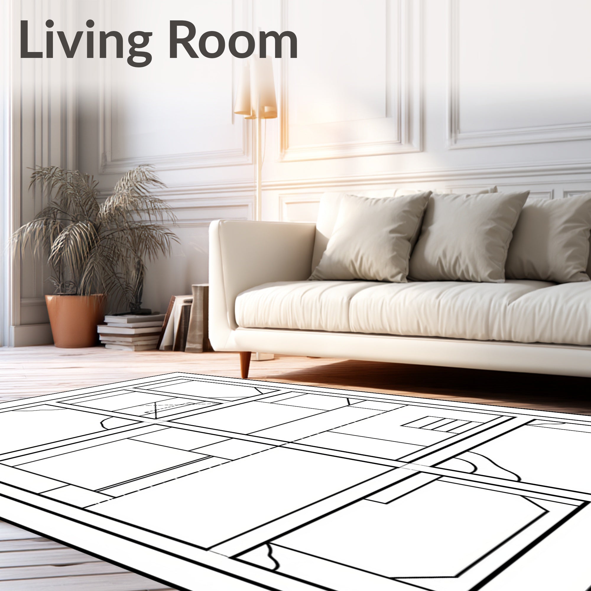 Monochromatic Geometric Grid Patchwork Rug