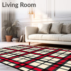 Classic Red Black Plaid Checkered Rug
