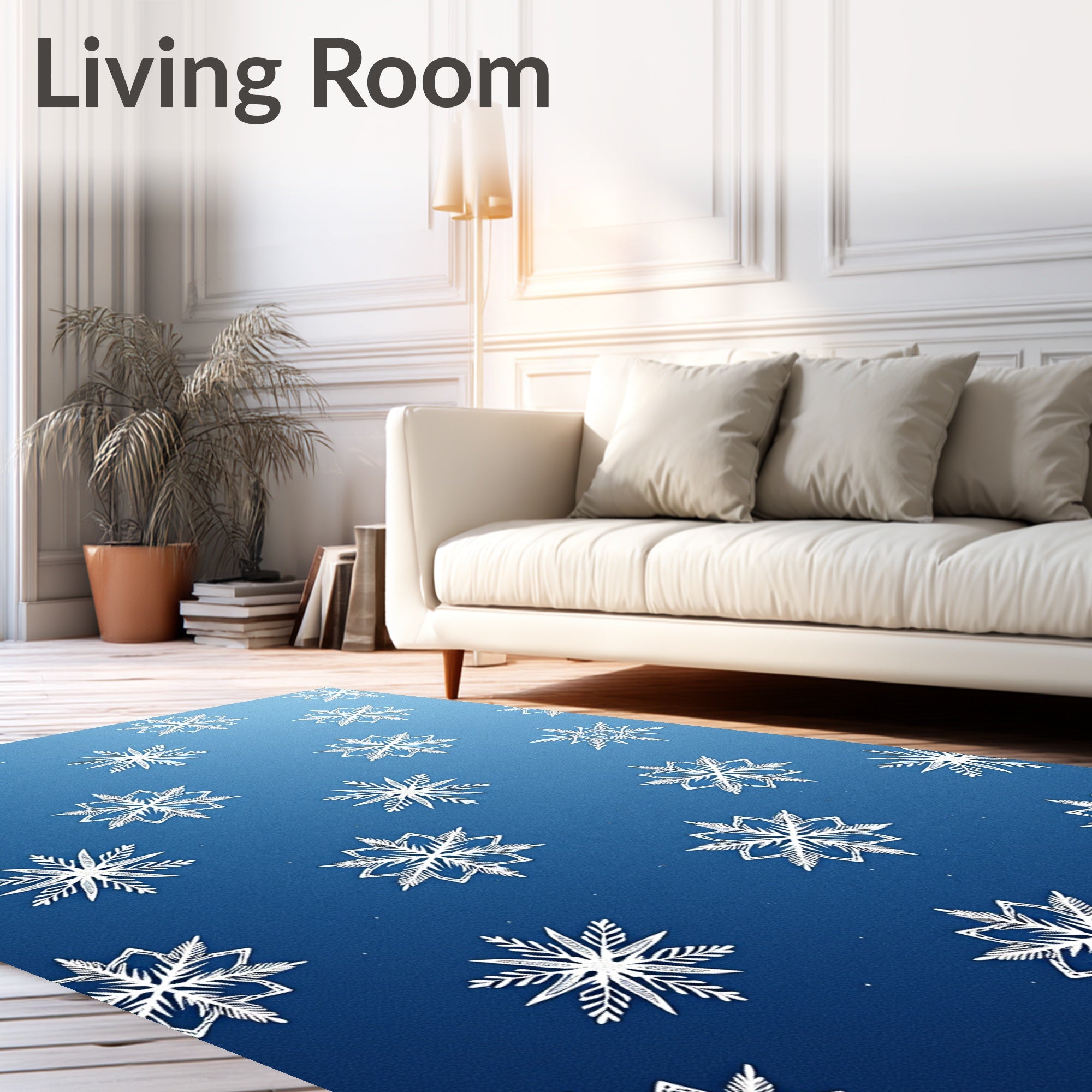 White Winter Snowflake Gradient Rug
