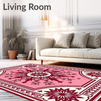 Crimson and Pink Mandala Medallion Rug