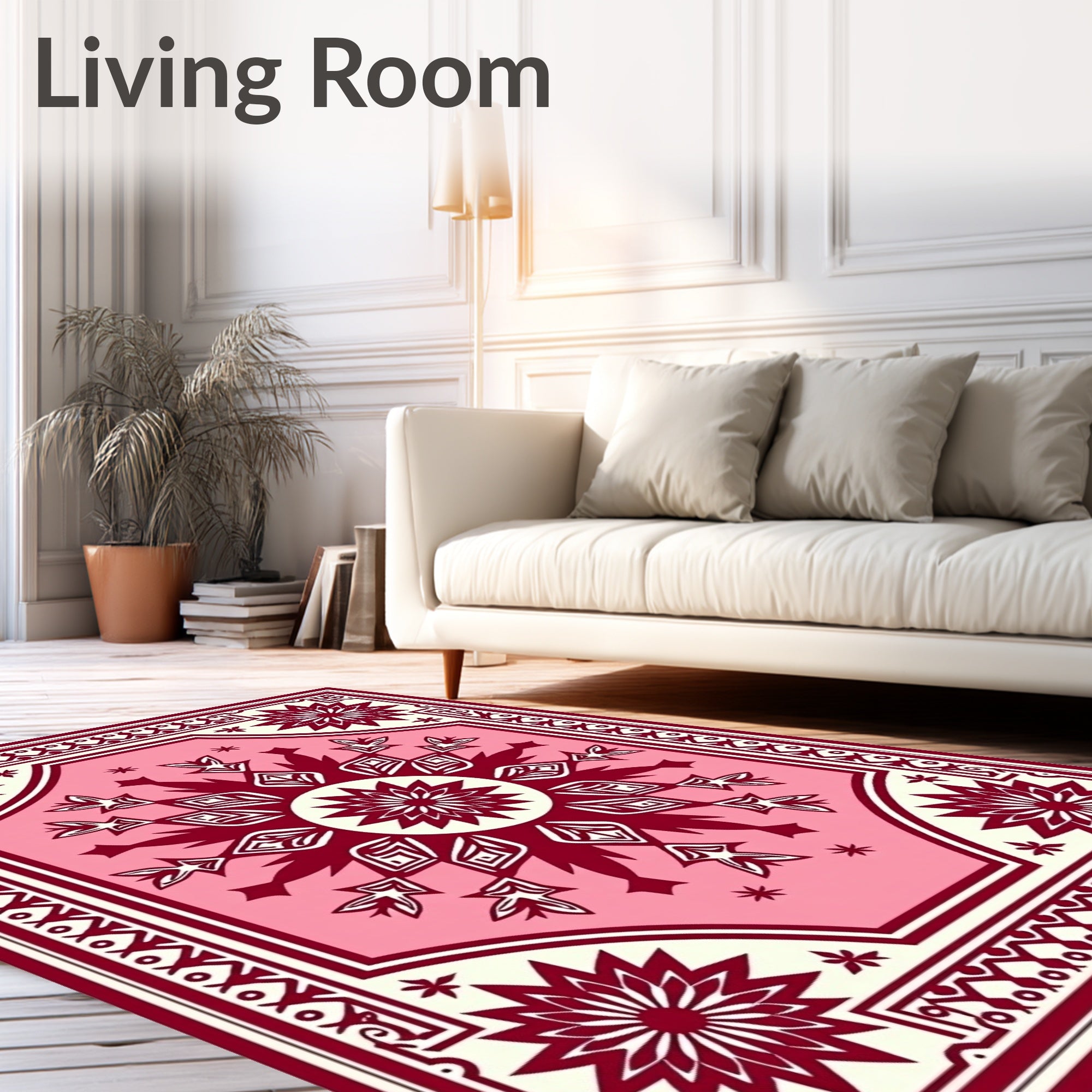Crimson and Pink Mandala Medallion Rug