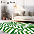 Green White Chevron Quilted Stripe Rug