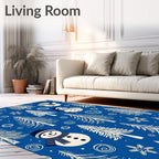 Festive Snowy Trees and Snowmen Rug
