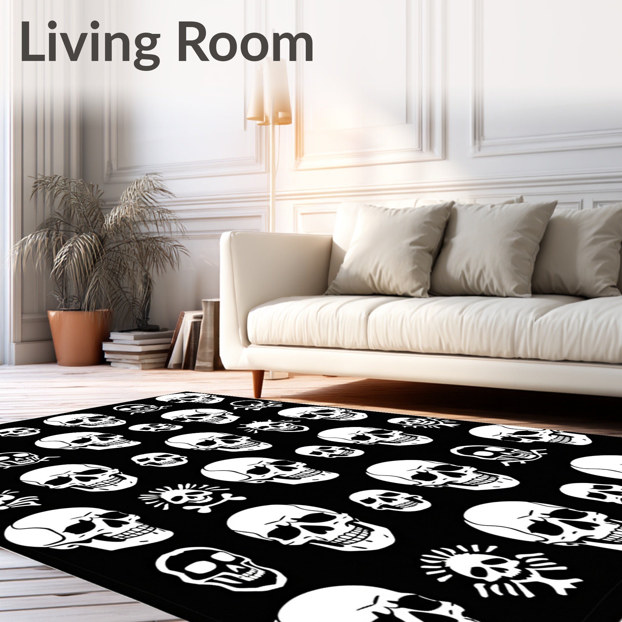 Enigmatic White Skulls Scatter Rug