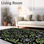 Earthy Green Vine Scroll Medallion Rug
