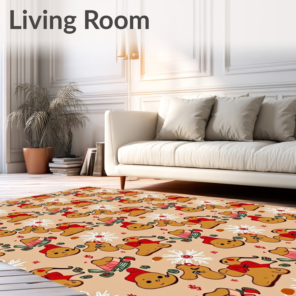 Whimsical Gingerbread Candy Cane Friends Rug