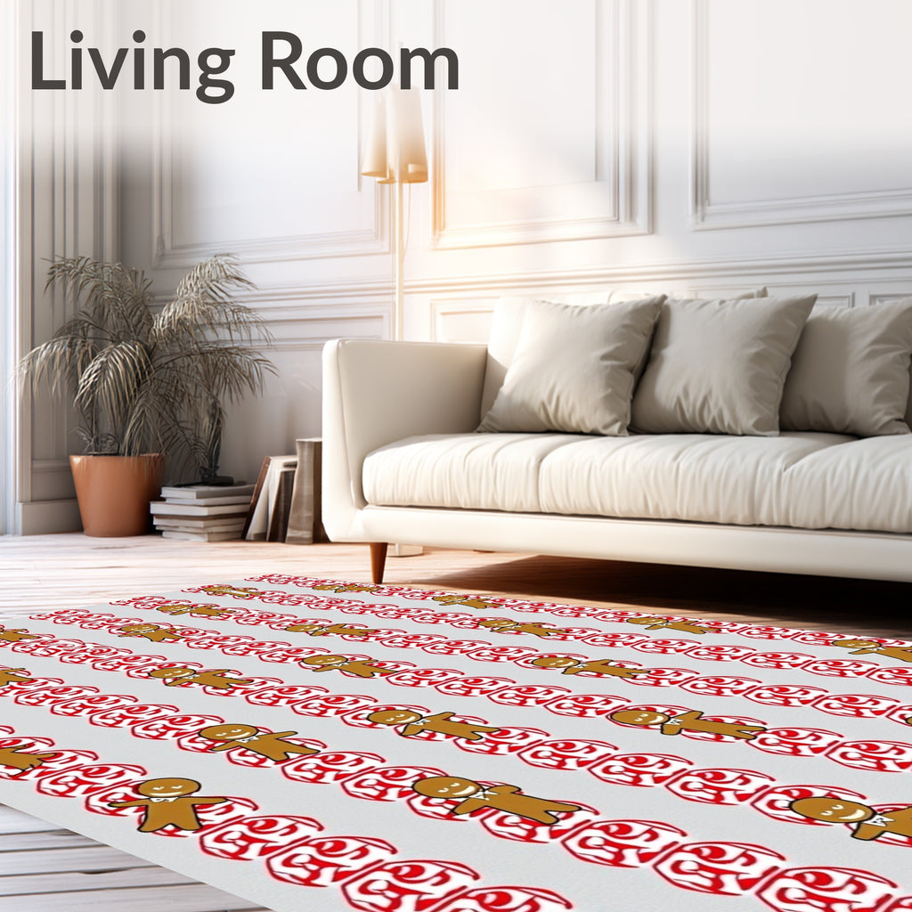 Gingerbread People Red Repeating Pattern Rug