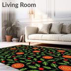 Folk Art Red Berry Green Leaf Rug