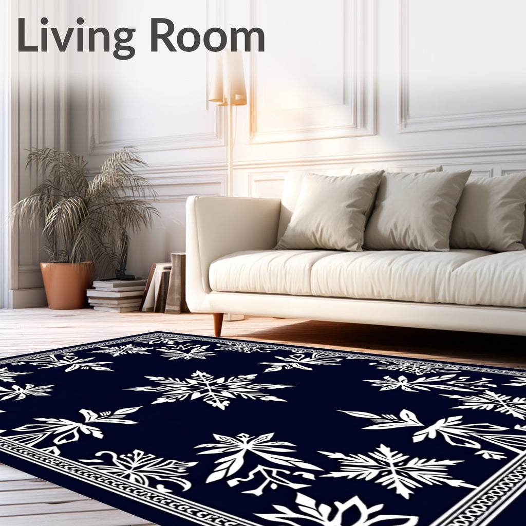 Midnight Snowflake Ornamental Frame Rug
