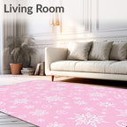 Pink Snowflakes Swirls Medallion Rug
